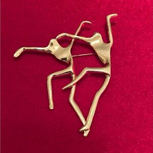 Elegant Vintage Gold Tone Dancer Brooch